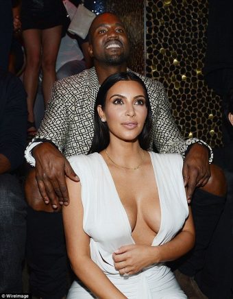 hot celebrity Kim Kardashian boobs in plunging dress