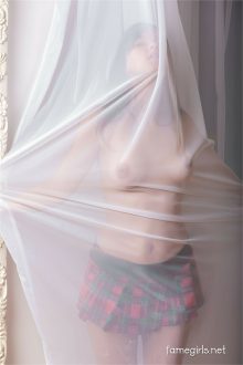 young brunette Audrey FameGirls hot ass in mini skirt phoot 9