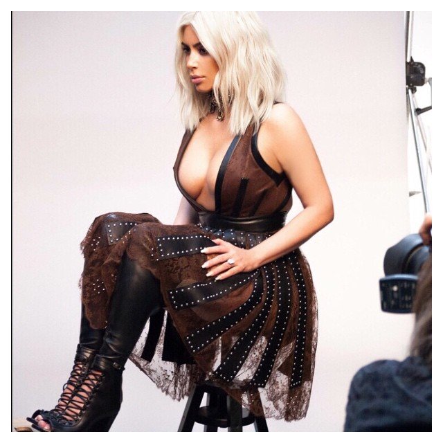 Kim Kardashian braless sideboob in a photoshoot