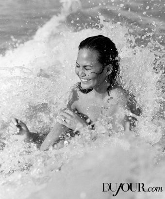 Chrissy Teigen naked in the sea for Dujour photoshoot