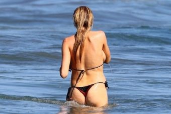 Charlotte McKinney ass in thong bikini back view