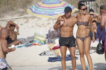 Xavi's wife Nuria Cunillera topless nipple poking