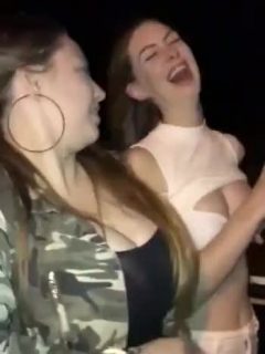two amateur girl flashing tits
