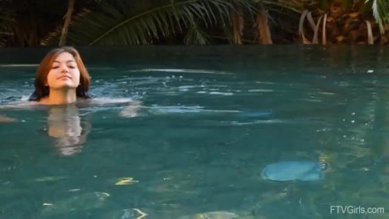 Sexy naked girl Getting out of the pool (gif)