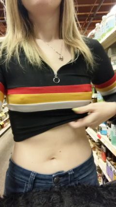 sexy blonde shows her small tits puffy nipples