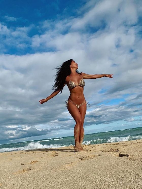 Nicole Scherzinger, 41, looks sensual in a snakeskin bikini as she poses in Hawaii