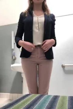 borede woman at work flashing tits, ass and pussy