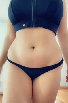 hot curvy girl with big tits in sports bra and thong panties