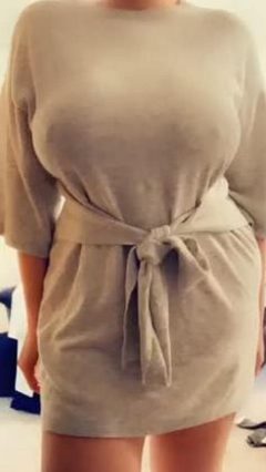 big tits babe braless dress
