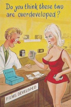 adult humor pic with busty blonde comic