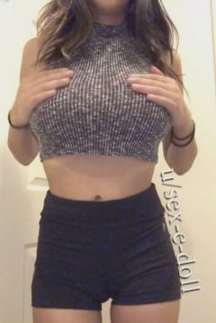 thin girl with big boobs in crop top