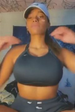 sporty black woman with big boobs
