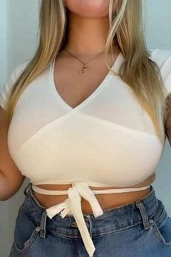 hot woman with big boobs in sexy crop top