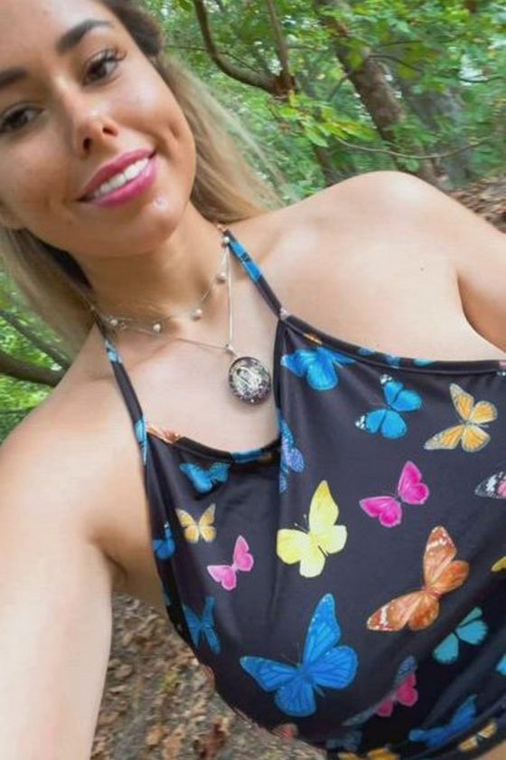 Sultry tits reveal in the woods! (gif)