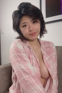 busty Asian open braless shirt