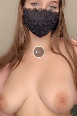 cute girl with mask topless beautiful tits