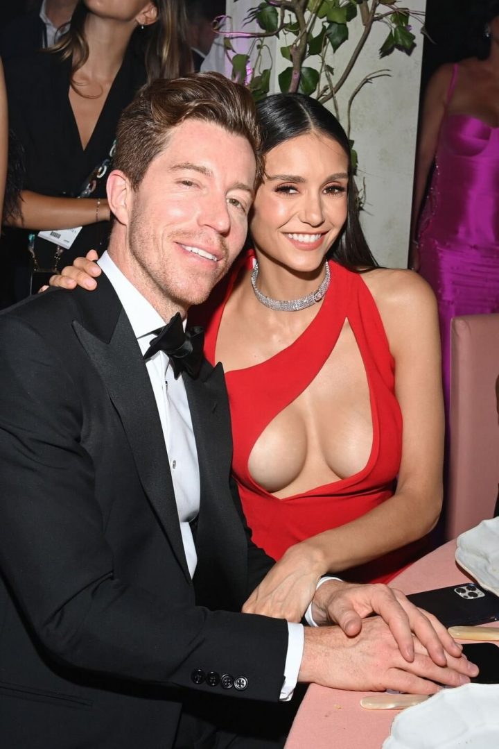 Nina-Dobrev braless boobs cleavage dress