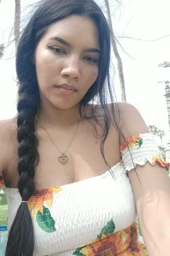exotic girl with braless top