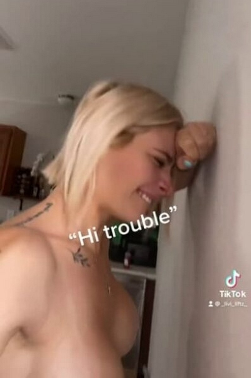 Busty TikTok: Hot nude blonde in trouble gif· Pandesia World