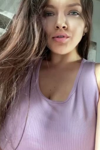 gorgeous girl with hot lips and big tits