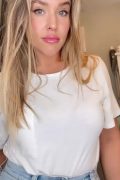 busty blonde milf with braless white shirt