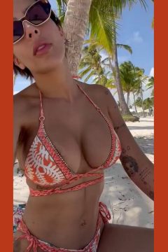 sexy amateur with big tits in small bikini top