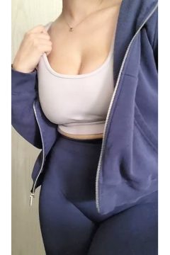 big tits woman with sports bra and yoga pants