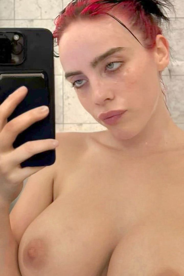 nude celeb with boobs in topless selfie in the shower
