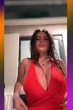 gorgeous girl with huge tits in sexy outfit