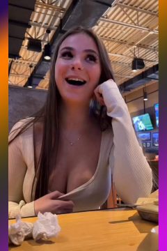cute girlfriend flashing tits in public on a date