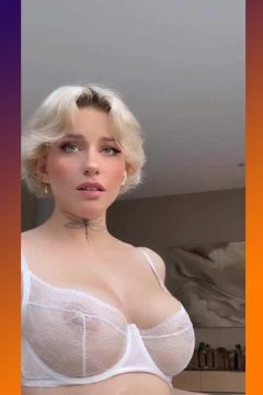 sexy busty blonde with see-through bra