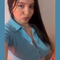 cute teen with big boobs in tight braless short