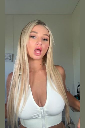 sexy busty blonde bimbo flashing