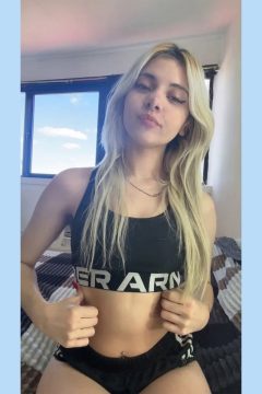 amateur fitness girl with sexy sports bra
