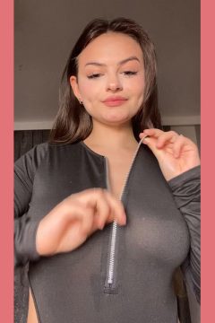 amateur girl with big tits unzipping her top