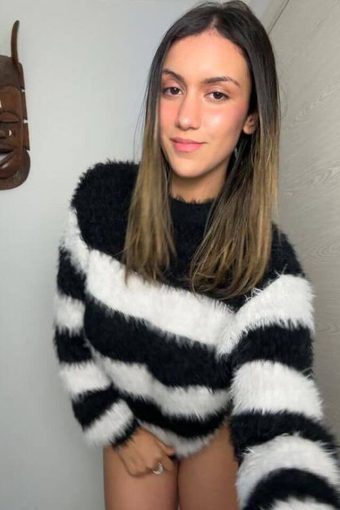 hot busty amateur girl in braless sweater