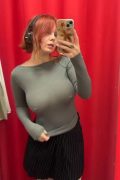 busty amateur in braless blouse in selfie