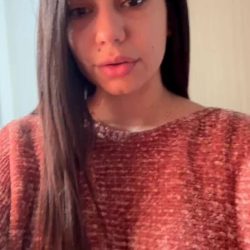 busty babe braless sweater before the reveal