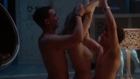 Spanish actress nude tits scene in threesome plot in elite TV series poster
