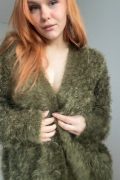 Freckled busty redhead opens her jacket - intense gif peview
