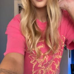 Pleasant amateur model on X transitioning from a cute outfit to fully nude, revealing huge natural breasts.