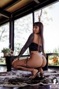 bottomless cute indie model with big ass in glamour string