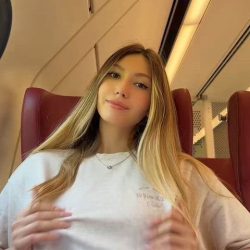 Hot girl flashing groovy big tits with pierced nipples - short video frame