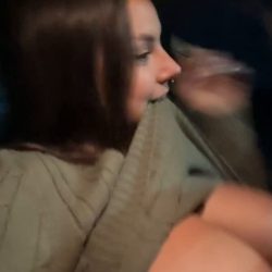 Huge boobs exposed topless in a car ride - detailed action scene