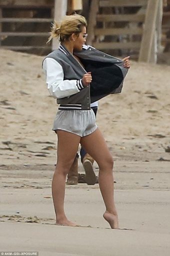 Braless Rita Ora Flashing Tits on the beach