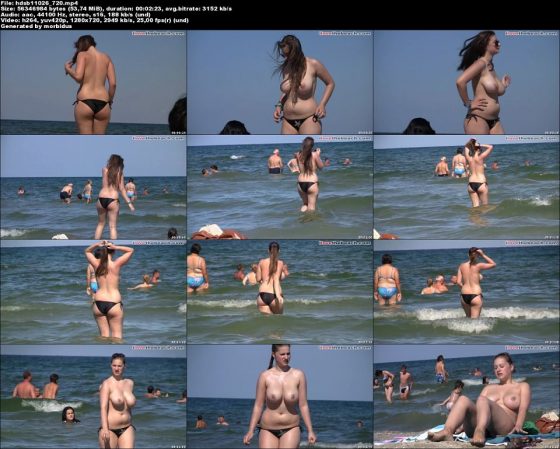 amateur busty girl topless on the beach video snaps