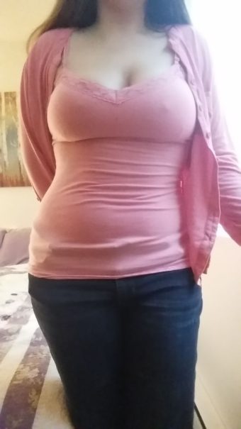 chubby girl with big tits braless blouse